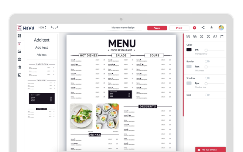 Create a stunning menu design